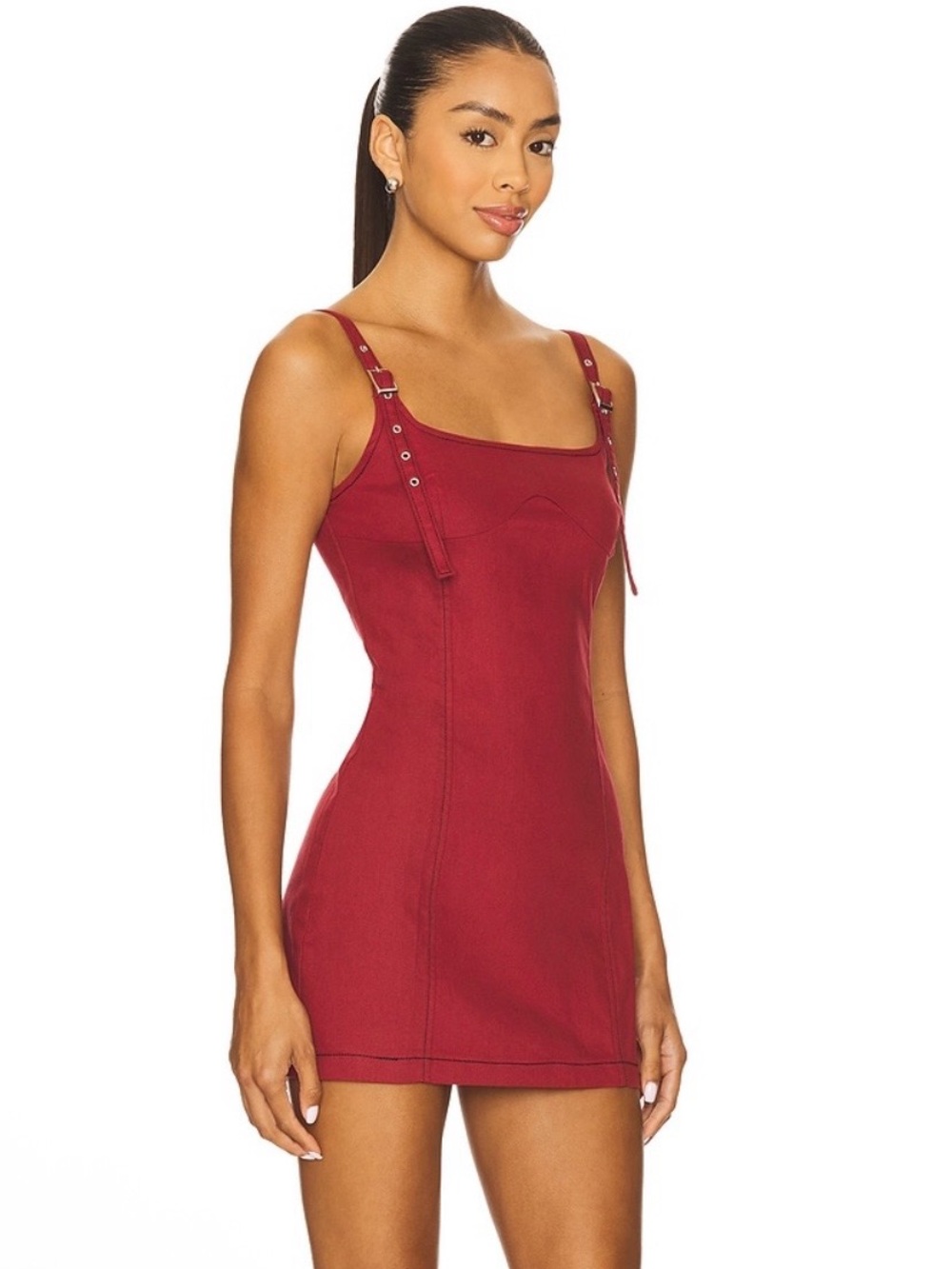 Marcie BY.DYLN Red Fitted Mini Dress with Buckle Straps